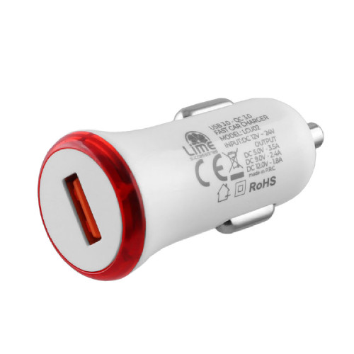 LIME USB 3.0 FAST CAR LCU02 (8276217) ΦΟΡΤΙΣΤΗΣ ΑΥΤΟΚΙΝΗΤΟΥ Φορτιστής