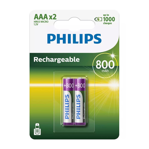 PHILIPS R03B2A80/10 800mAh Επαναφορτιζόμενες Μπαταρίες