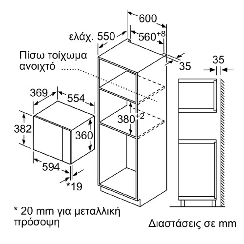 PITSOS PG30W75X2 Φούρνος μικροκ. Εντοιχ.