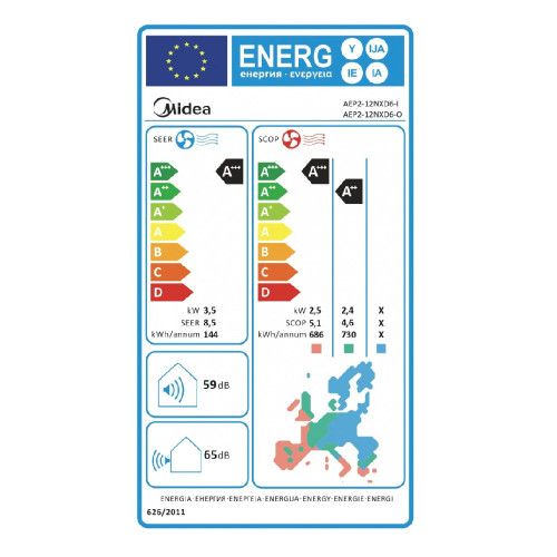 MIDEA All Easy Pro AEP2-12NXD6-I/AEP2-12NXD6-O Κλιματιστικά Τοίχου