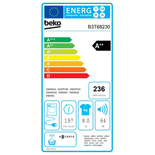 BEKO B3T 68230 Στεγνωτήριο