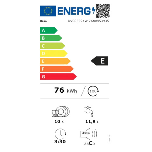 BEKO DVS 05024 W Πλυντήριο πιάτων
