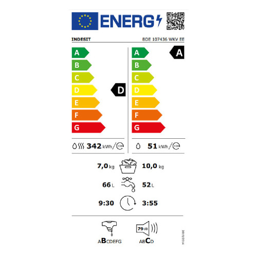 INDESIT BDE 107436 WKV EE Πλυντήρια-Στεγνωτήρια