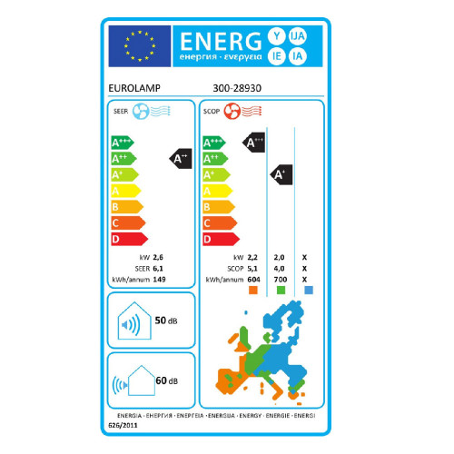 Eurolamp Aere WiFi 9000BTU 300-28940 (W-SET) Κλιματιστικό Τοίχου