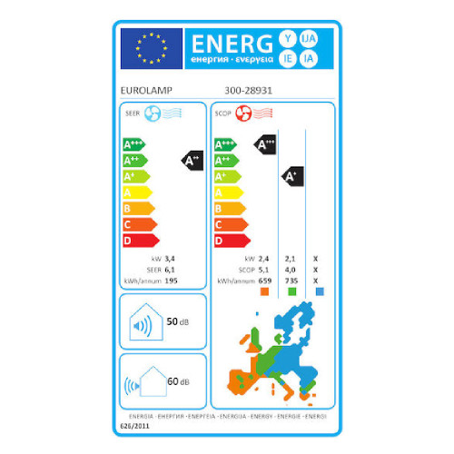 Eurolamp Aere WiFi 12000BTU 300-28941 (W-SET) Κλιματιστικό Τοίχου