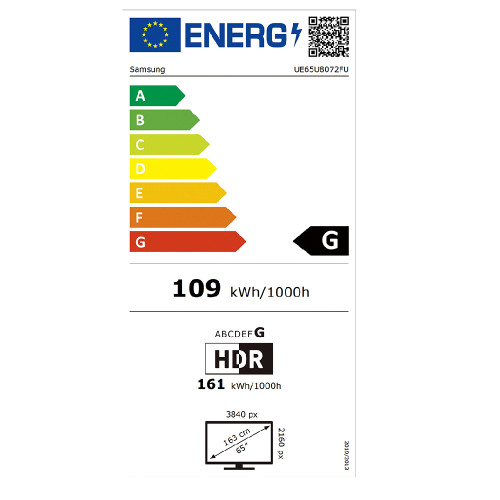 Samsung UE65U8072FUXXH 65''  Crystal UHD 4K Τηλεόραση