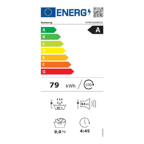 SAMSUNG DV90DG6845LEU4 Στεγνωτήριο 9,00 kg Στεγνωτήριο