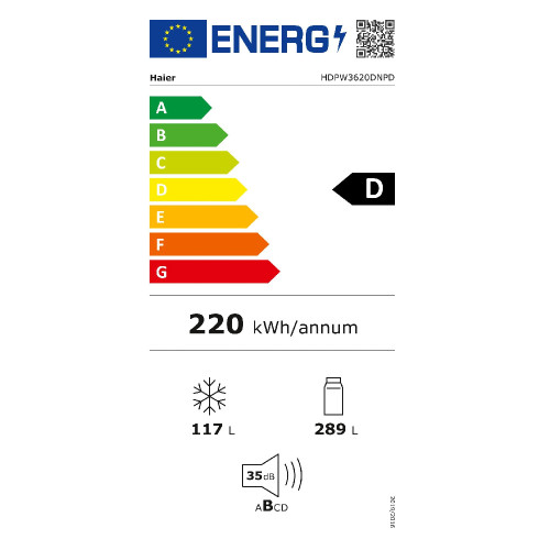 HAIER HDPW3620DNPD Ψυγειοκαταψύκτης