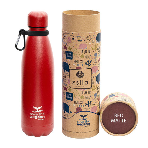 ESTIA SAVE THE AEGEAN 500ml Travel Flask Red Matte