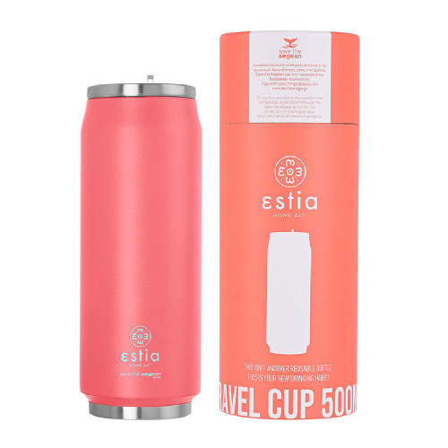 ESTIA SAVE THE AEGEAN 500ml Coffee Flask Pastel Coral