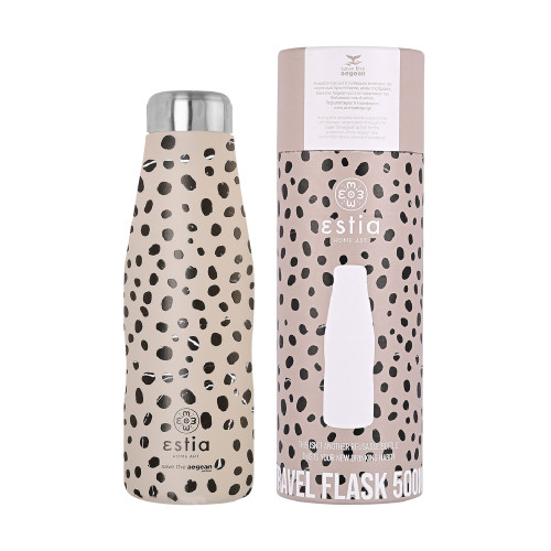 ESTIA 01-16630 SAVE THE AEGEAN 500ml Travel Flask Leopard Taupe