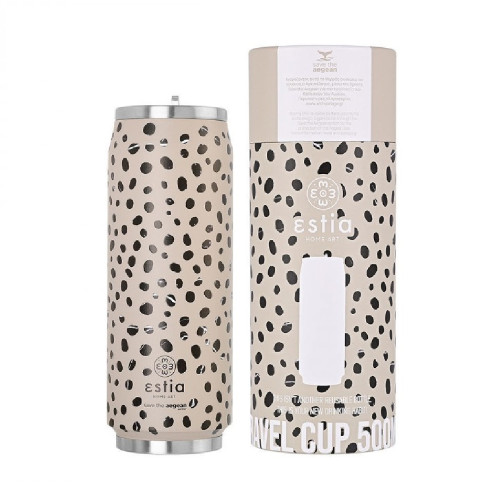 ESTIA 01-16777 SAVE THE AEGEAN 500ml Travel Cup Leopard Taupe
