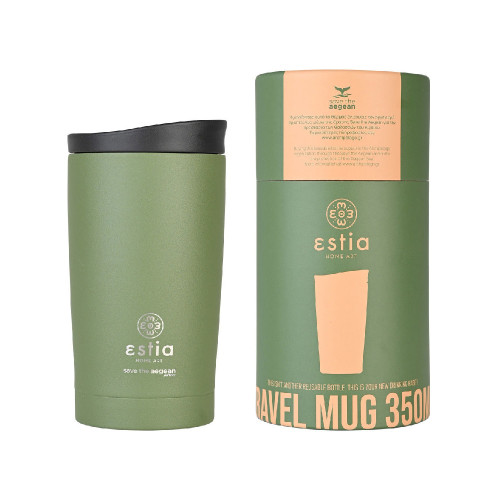 ESTIA 01-20392 SAVE THE AEGEAN 350ml Travel Mug Dark Green