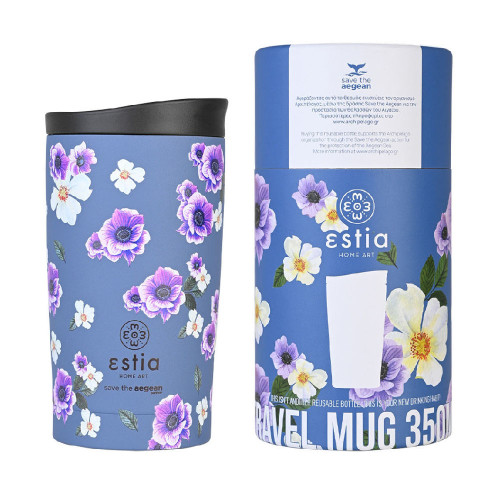 ESTIA 01-20439 SAVE THE AEGEAN 350ml Travel Mug Garden Blue