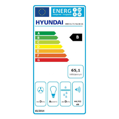 HYUNDAI HHD23-TL7061B-GL Συρόμενοι Απορροφητήρες Black Glass