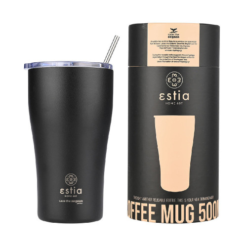 ESTIA 01-23122 SAVE THE AEGEAN 500ml Coffee Mug Midnight Black